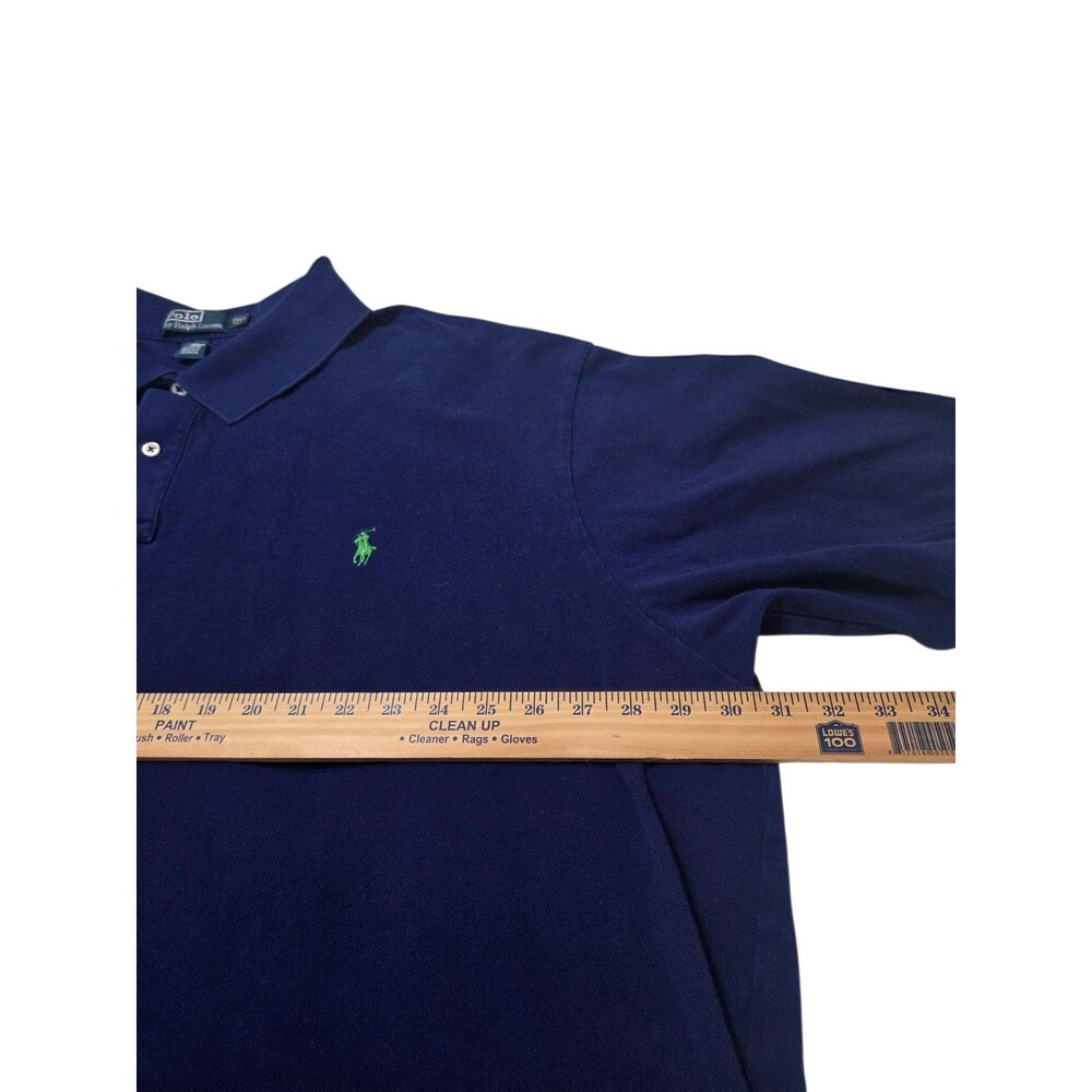 Polo Ralph Lauren Shirt Mens 2XLT Navy Lime Green Pony Preppy Tall G6.1 - Picture 5 of 10